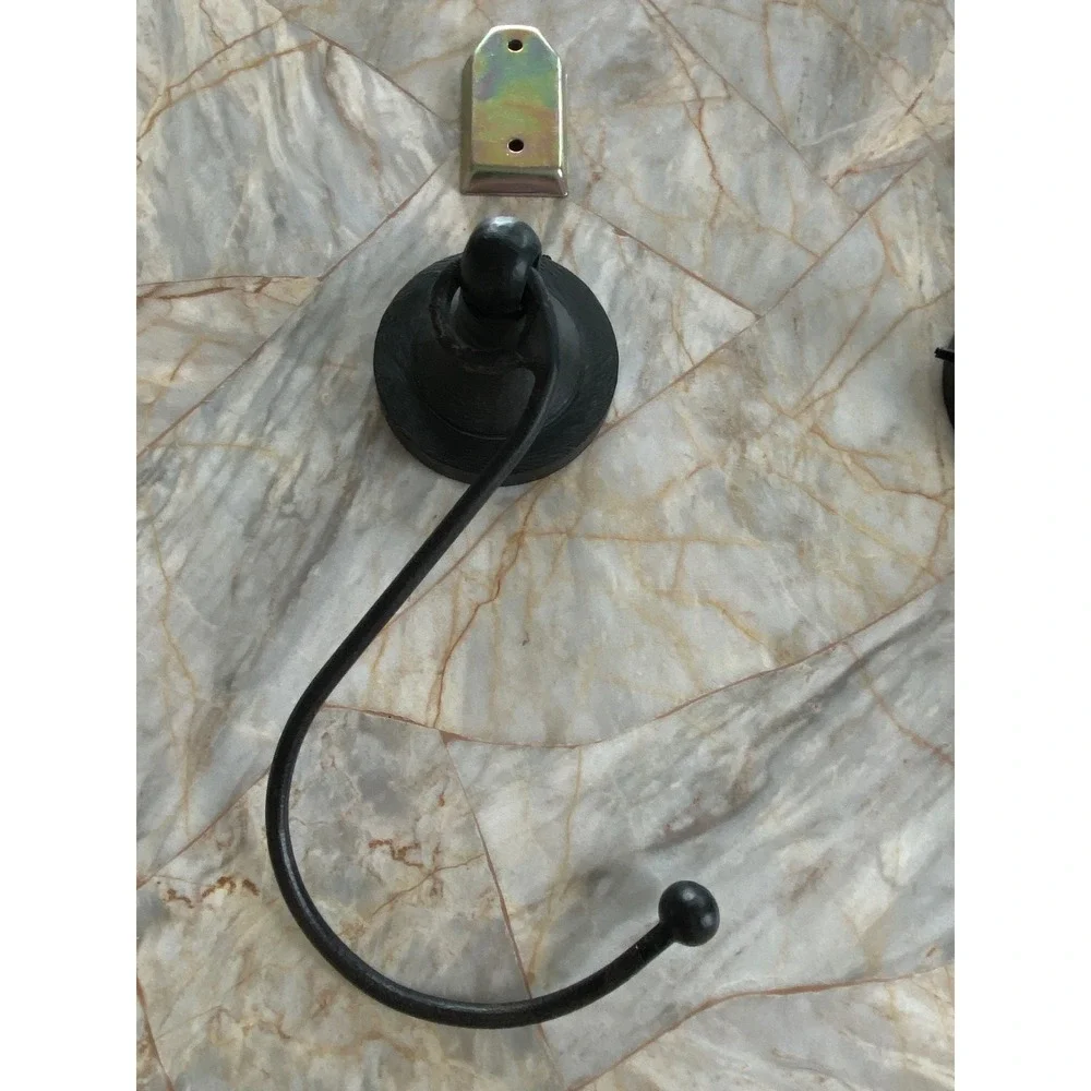 Pottery Barn Black Forged Iron Curtain Tiebacks Set of 3‎ Ball Finial Hooks